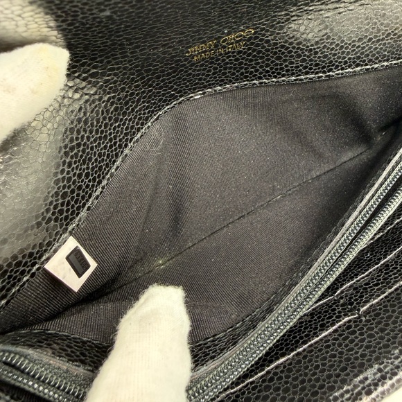 Jimmy Choo Reese Leather & Glitter Clutch w/ Unbranded Chain - Picture 9 of 12